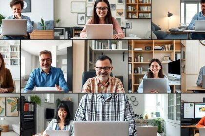Group of remote workers on a video call.