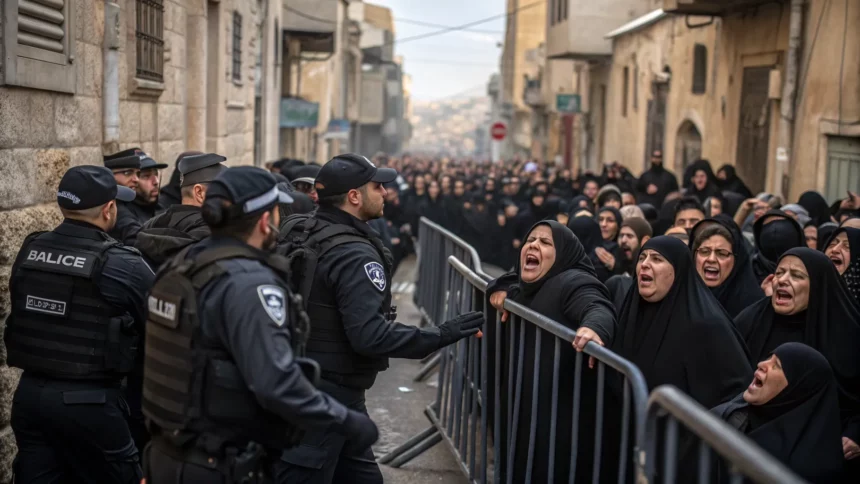 # israeli police clash with mourners