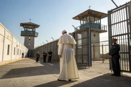 pope leo visits bata prison