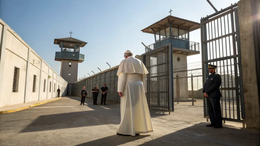 pope leo visits bata prison