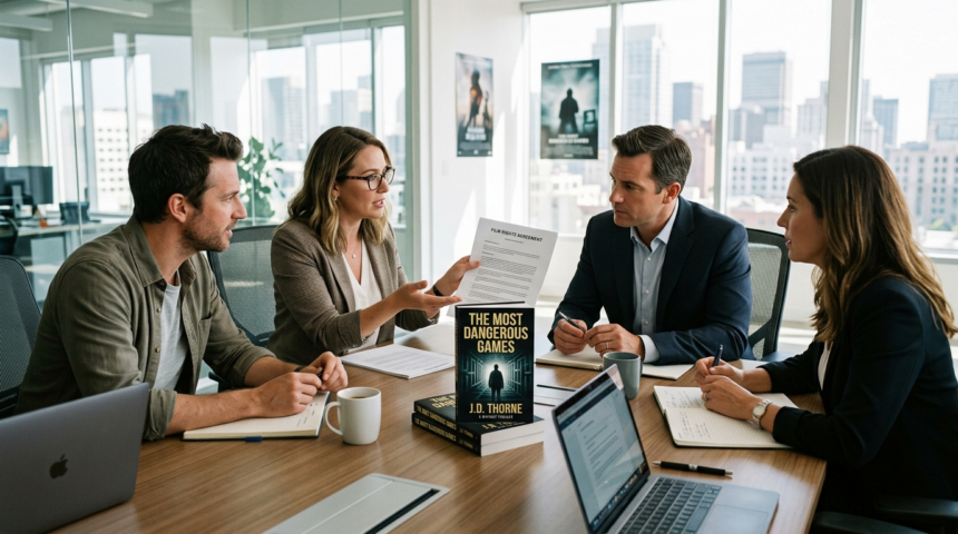 mystery thriller film rights talks